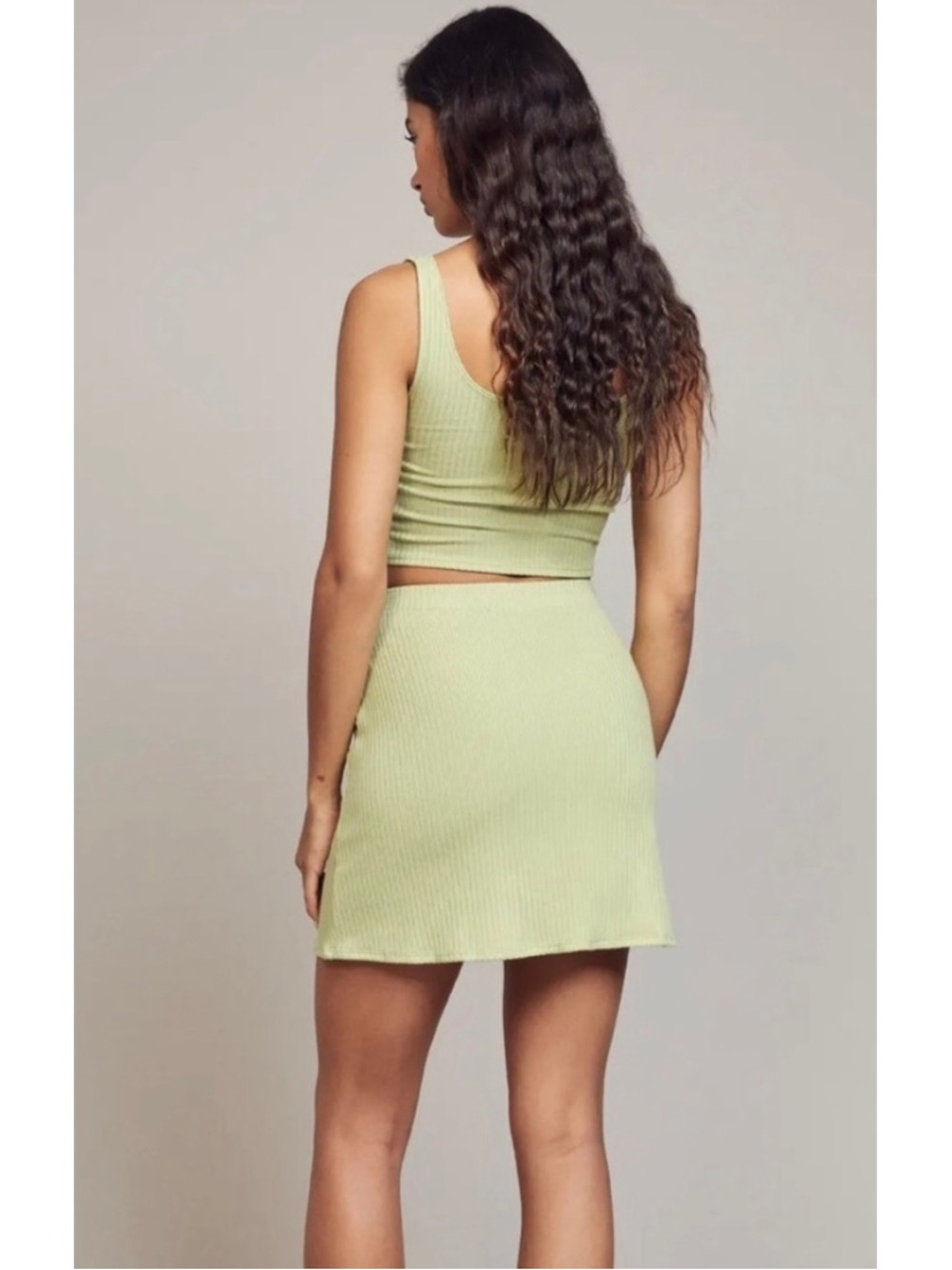 Reformation Julianna Ribbed Square Neck Cropped Tank Top Size XS Spearmint Green - Picture 2 of 9